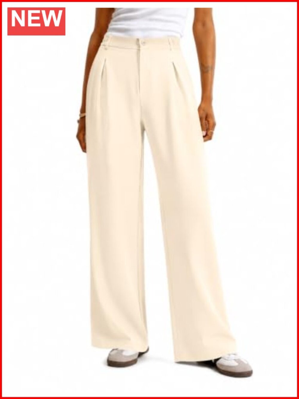 Wide Leg Dress Pants Office Work Trousers with Pockets